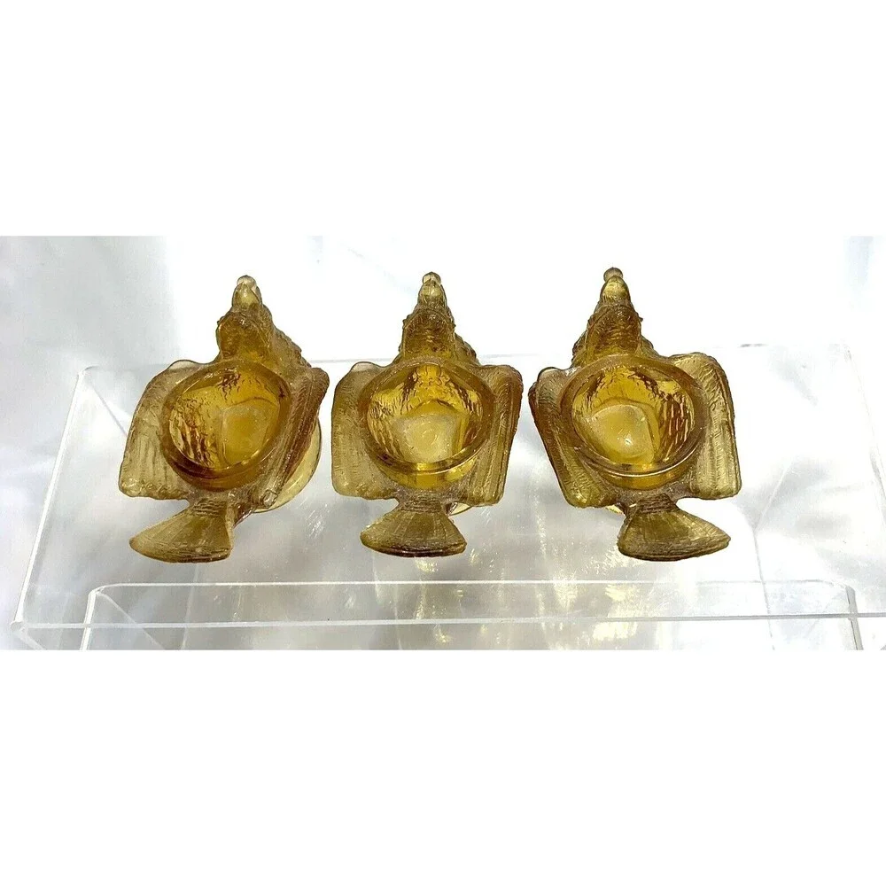 Lot of 3 McKee Glass Bird Berry Open Salt 1880-1890 3 1/2